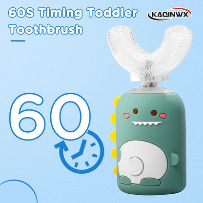 KAQINWX Kids U-Shaped Electric Toothbrush - 2-12 Years, 3 Modes, Dino Design