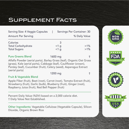 KaraMD Pure Nature Greens, Fruits & Veggies – 30 Servings, Gluten Free & Vegan, Energy & Digestion Support