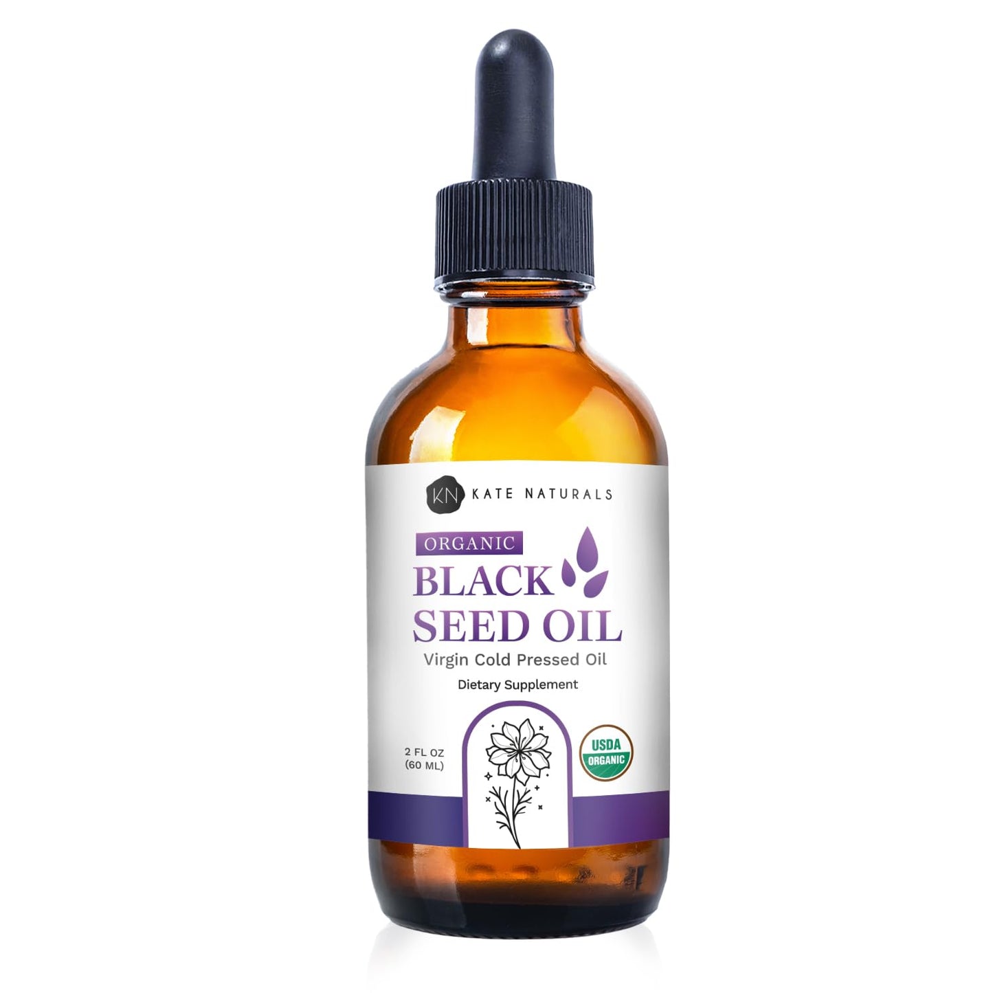 Kate Naturals Organic Black Seed Oil (2oz) – Virgin, Cold-Pressed Nigella Sativa