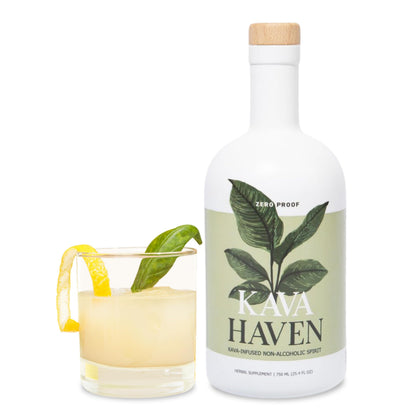 Kava Haven Non Alcoholic Spirit – Lemon Ginger, 750mL | Low Calorie, All Natural, Zero Proof