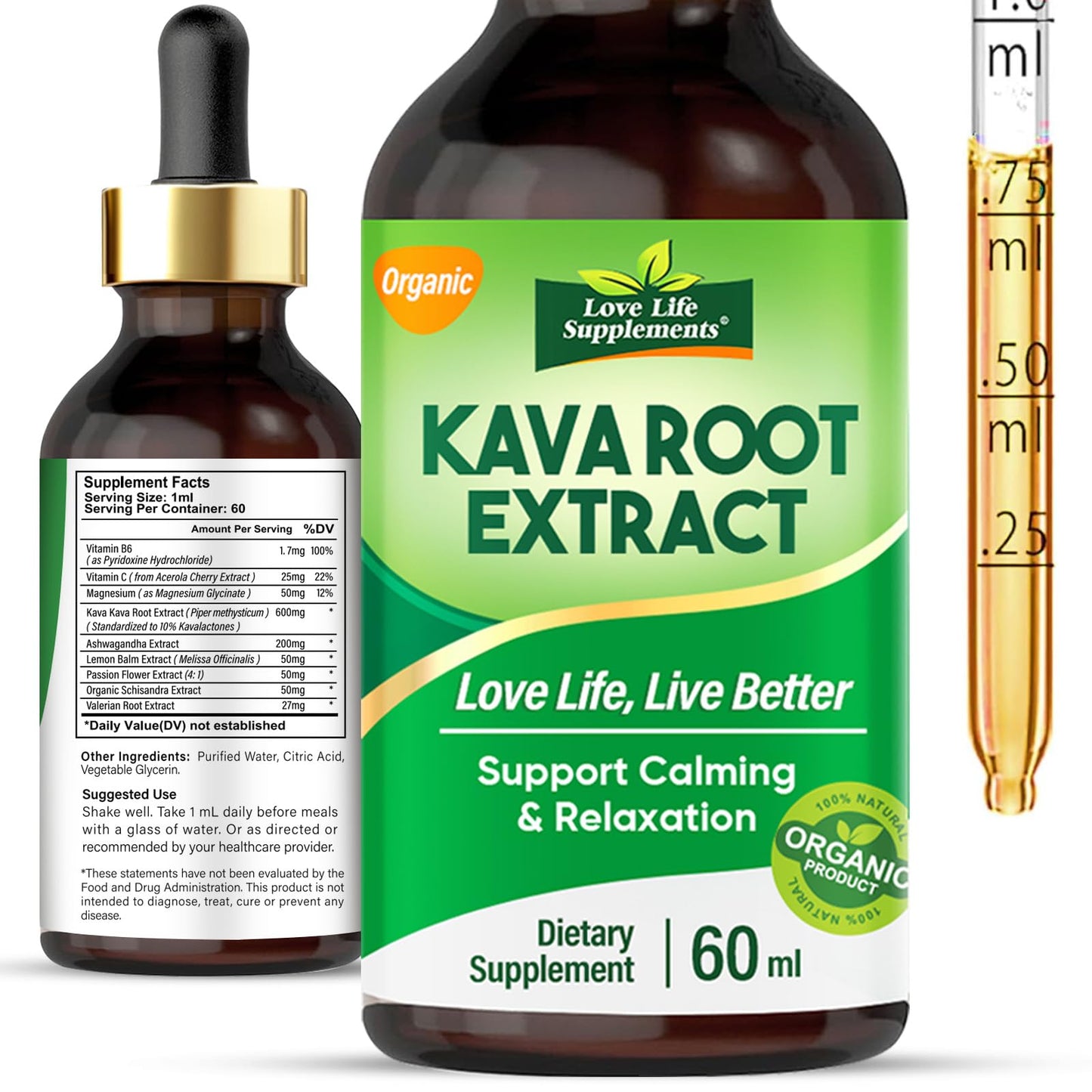 Kava Kava Root Extract Drops for Sleep – High Concentration, Vegan & Non-GMO | 2 fl oz