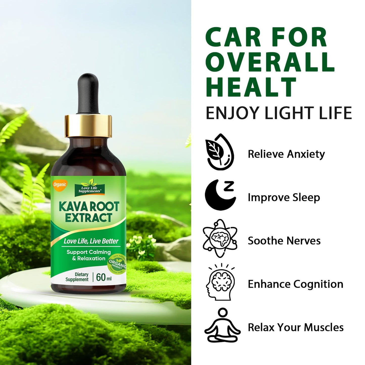 Kava Kava Root Extract Drops for Sleep – High Concentration, Vegan & Non-GMO | 2 fl oz