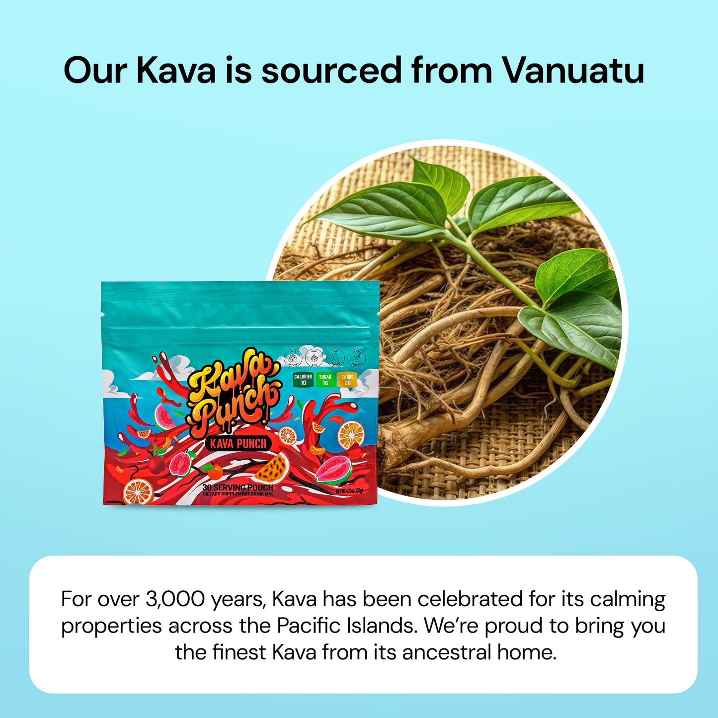 KAVA PUNCH Relaxation Powder – 30 Servings, Premium Kava Kava Extract, Non-Alcoholic Drink Mix
