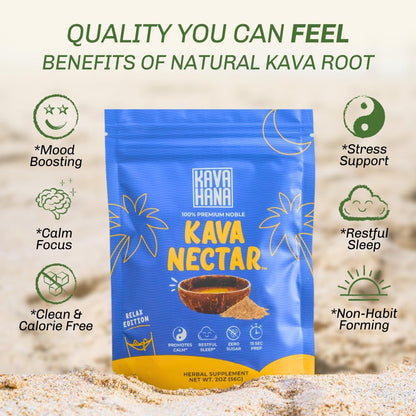 Kavahana Relax Edition Ceremonial Grade Noble Kava Nectar Powder – Deep Calm for Nighttime Relaxation & Natural Stress Support, Instant Dried Kava Juice