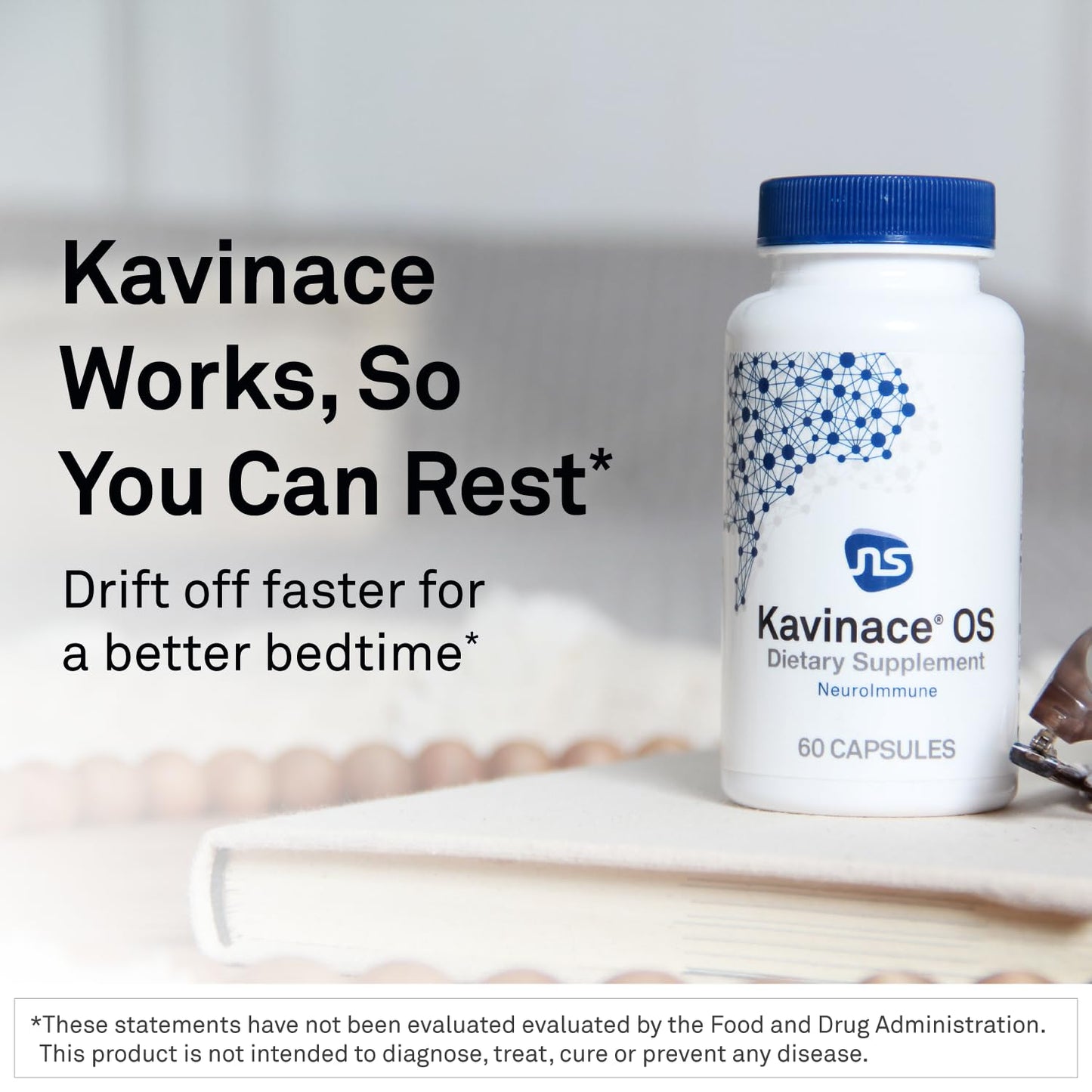 NeuroScience Kavinace OS Calm Sleep Aid with L-Theanine & 5 mg Melatonin – 60 Capsules