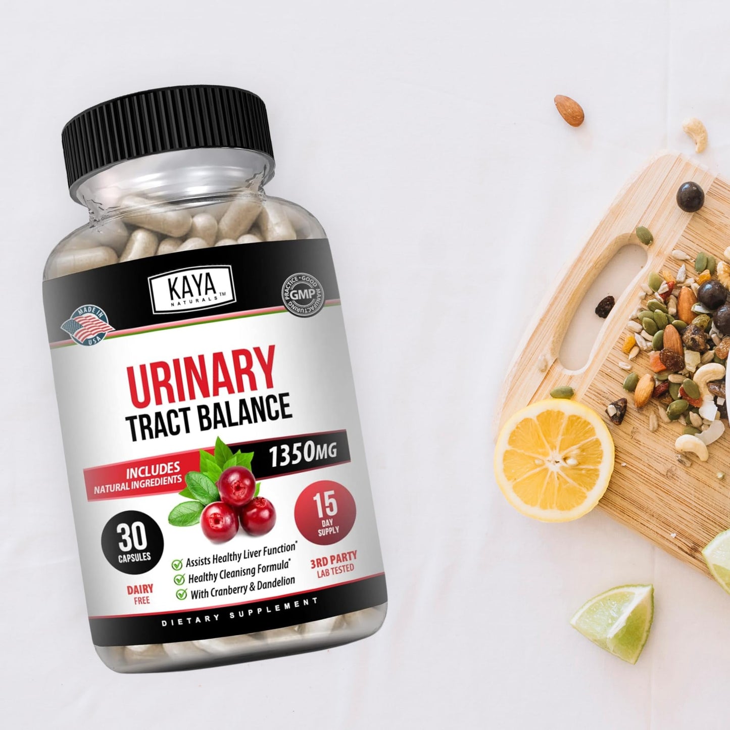 Kaya Naturals D-Mannose Urinary Tract Support – Cranberry, Hibiscus & Dandelion Root | 30 Veggie Capsules
