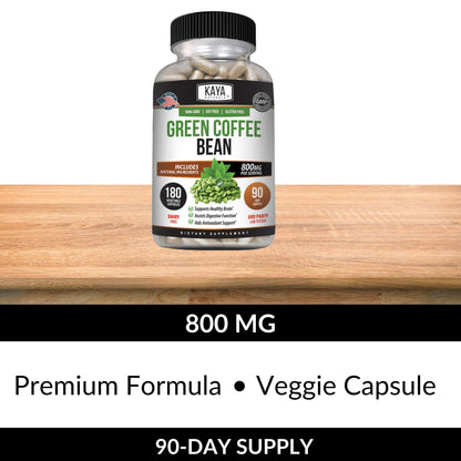 Kaya Naturals Green Coffee Bean Extract – Non-GMO, Gluten-Free Supplement 180 Count