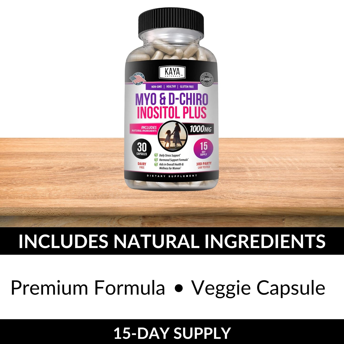 Kaya Naturals Myo & D-Chiro Inositol Plus for Women - Vitamin B8 30 Capsules