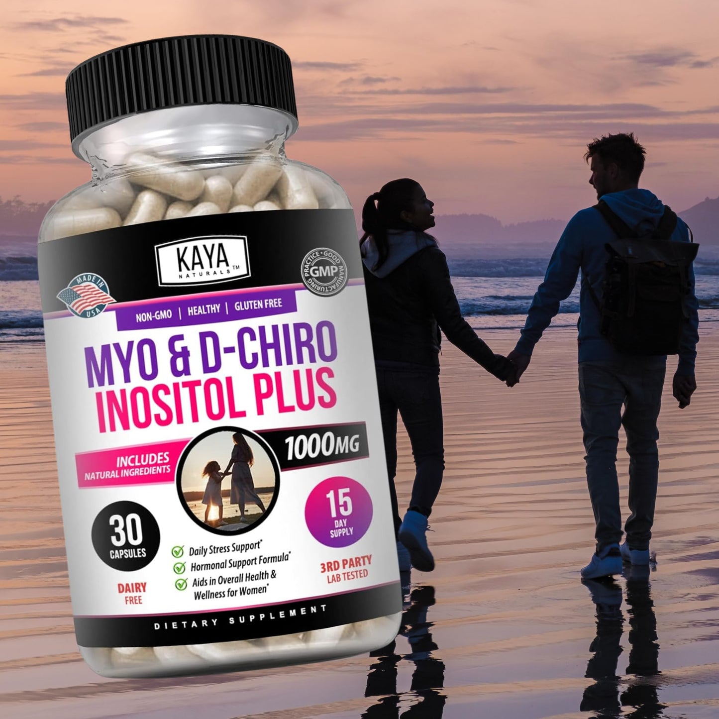 Kaya Naturals Myo & D-Chiro Inositol Plus for Women - Vitamin B8 30 Capsules