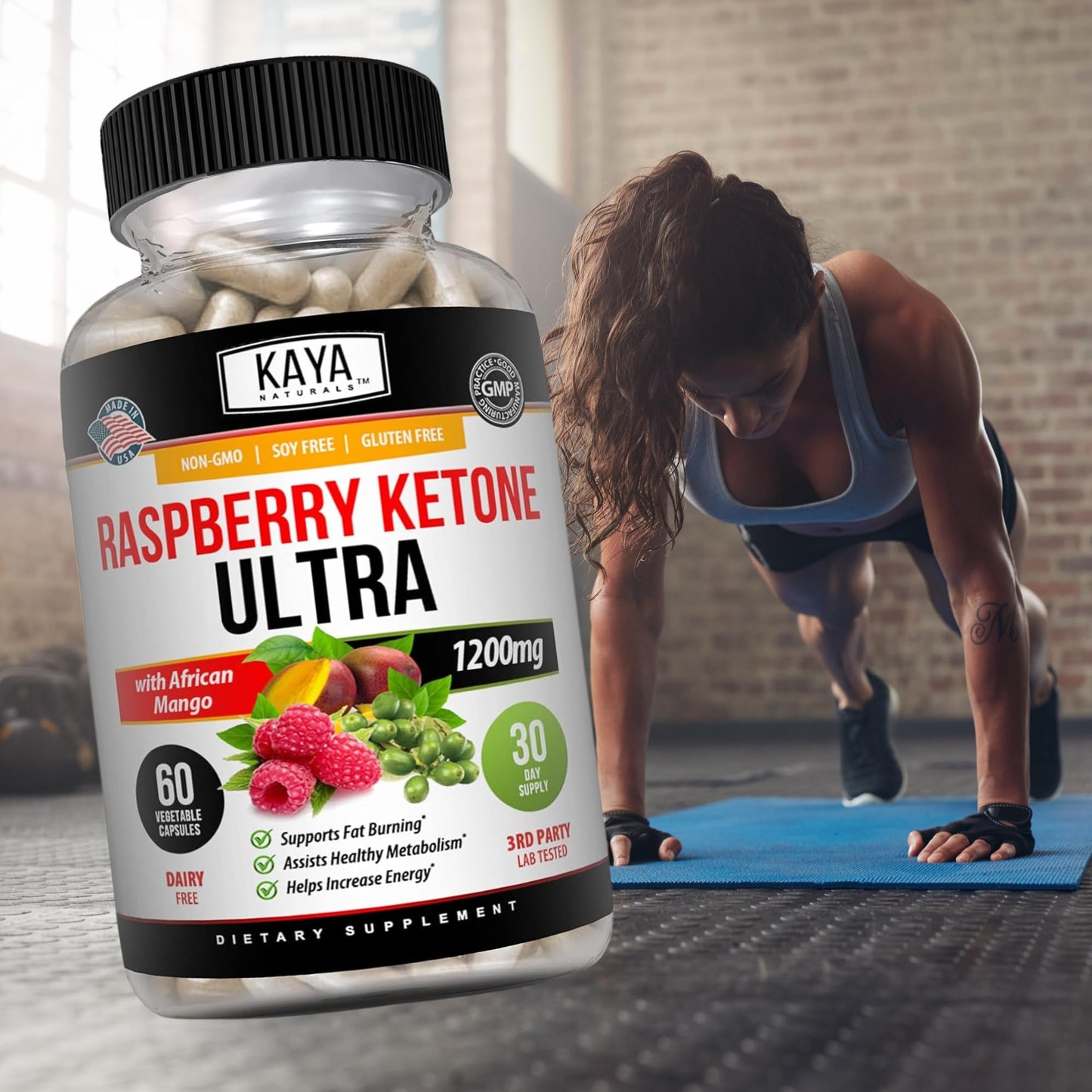 Kaya Naturals Raspberry Ketone Keto Diet - Weight Loss & Appetite Support (60 Count)