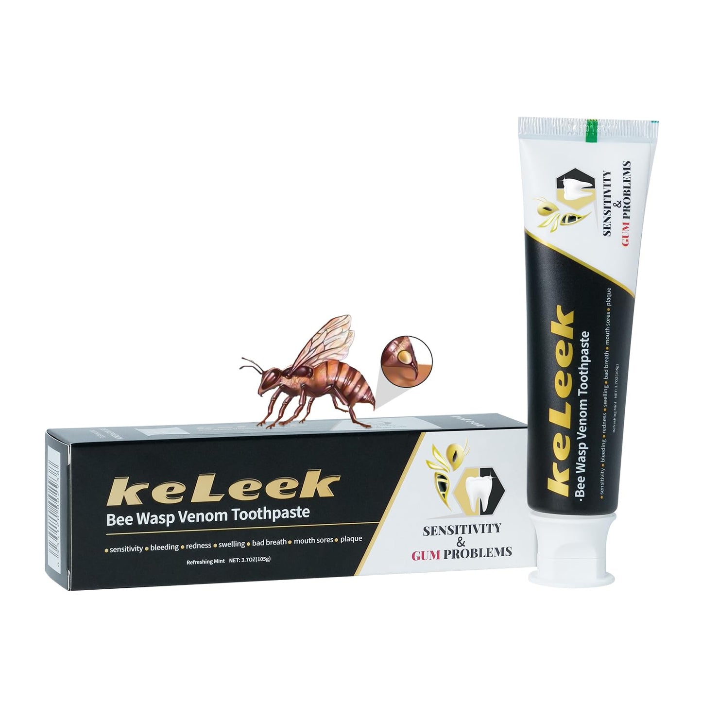 KeLeek Bee Wasp Venom Toothpaste - Bleeding Gums, Gingivitis & Sensitive Teeth | 3.7 OZ