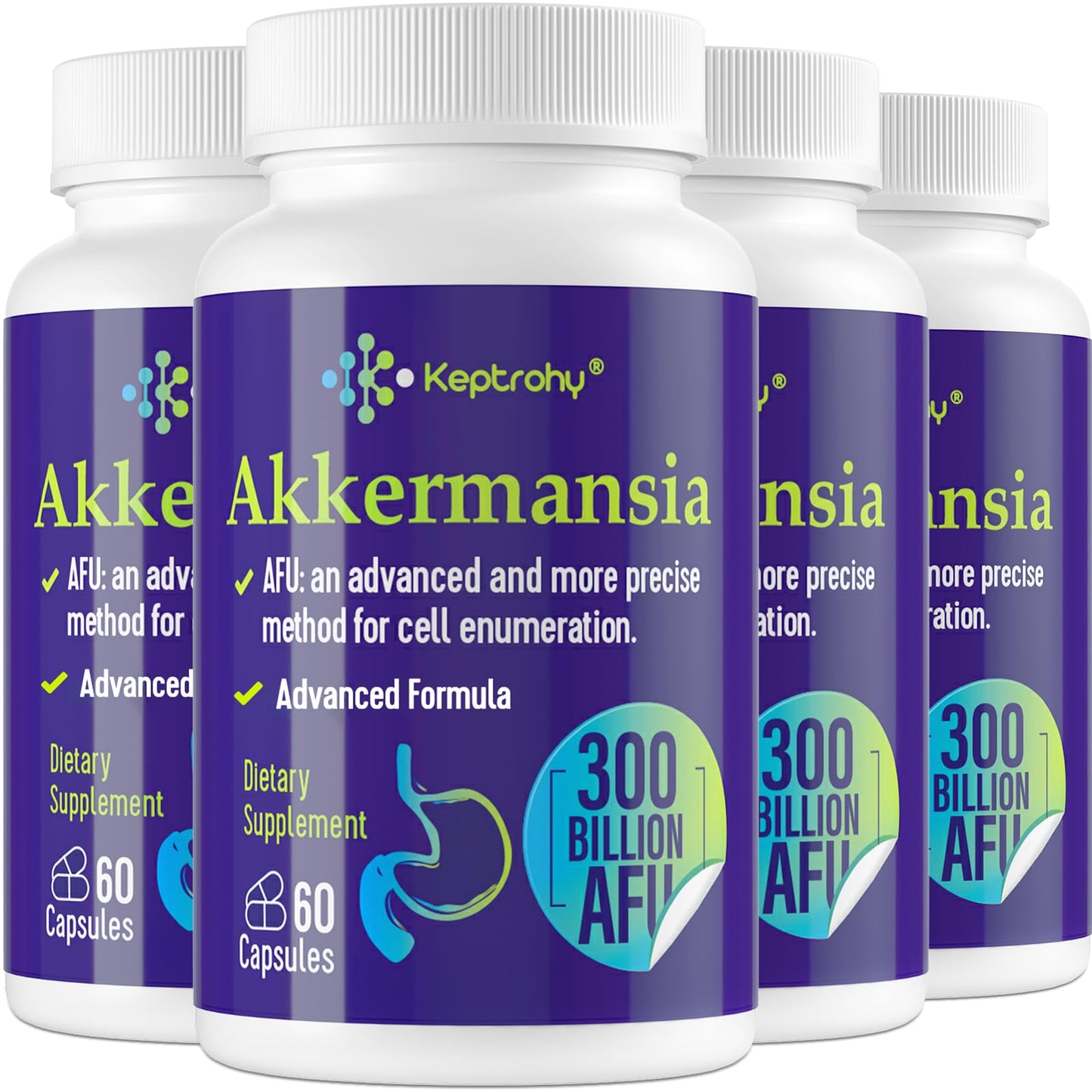 Keptrohy 300 Billion AFU Akkermansia Probiotic for Digestive Support – 60 Capsules