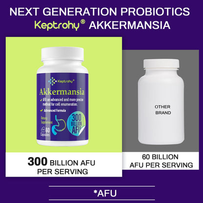 Keptrohy 300 Billion AFU Akkermansia Probiotic for Digestive Support – 60 Capsules