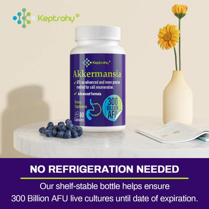 Keptrohy 300 Billion AFU Akkermansia Probiotic for Digestive Support – 60 Capsules