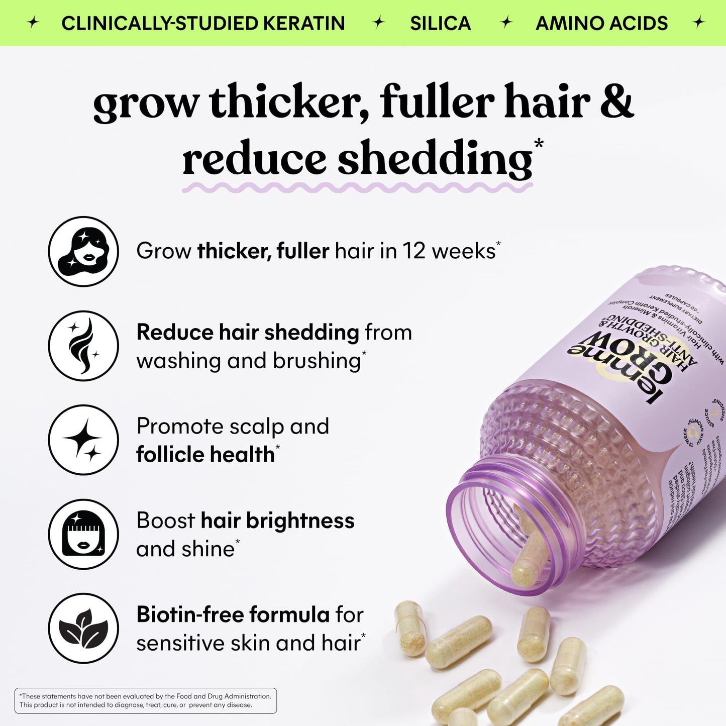 Lemme Grow Hair Supplement for Women | Keratin Complex for Thicker Hair