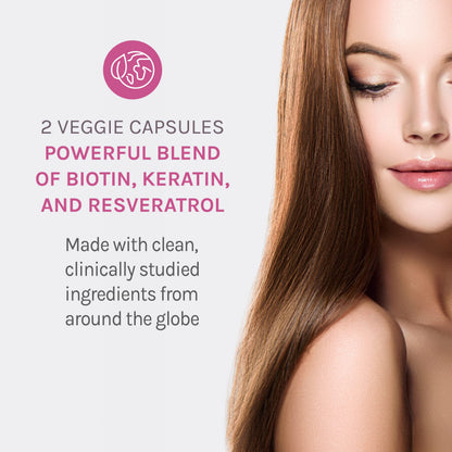 Reserveage Beauty Keratin Hair Booster with Biotin & Resveratrol – Hair & Nail Growth (120 Capsules)