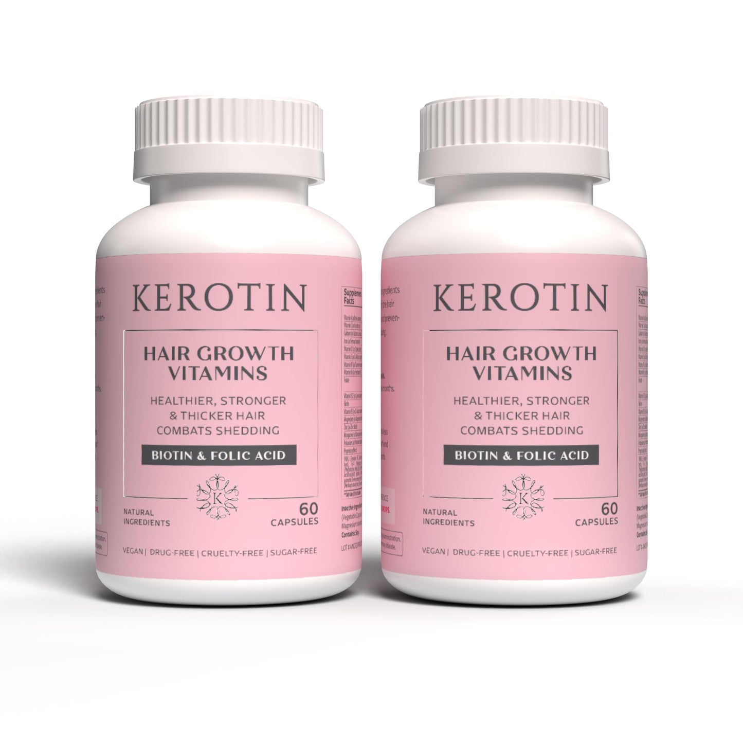 Kerotin Hair Growth Vitamins – Biotin, DHT Blocker & Collagen Support, 120 Pills (2 Months Supply)