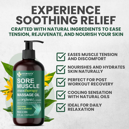 Sore Muscle Massage Oil with Arnica, Eucalyptus & Tea Tree – Kesmedik
