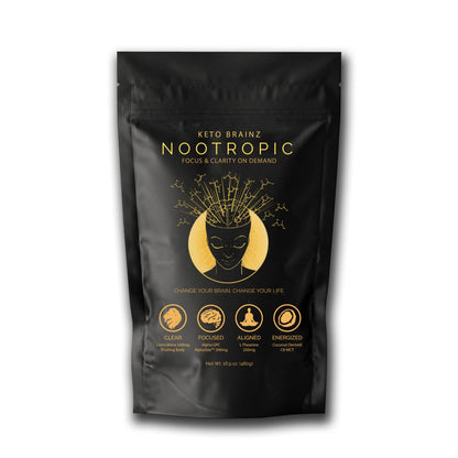 Keto Brainz C8MCT Nootropic Creamer – 500mg Lion’s Mane, AlphaGPC & L-Theanine | 16oz, 30 Servings
