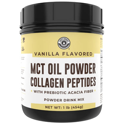 Left Coast Performance MCT Oil Powder with Acacia Fiber & Collagen – Vanilla, 16 oz