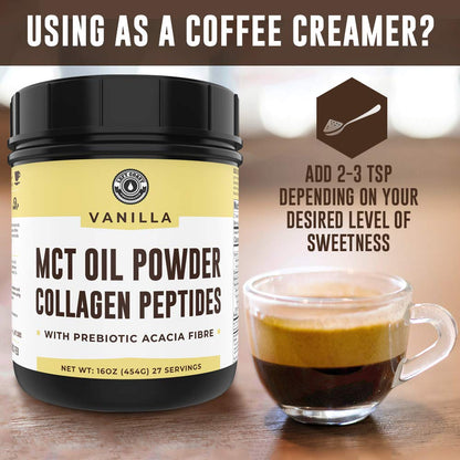 Left Coast Performance MCT Oil Powder with Acacia Fiber & Collagen – Vanilla, 16 oz