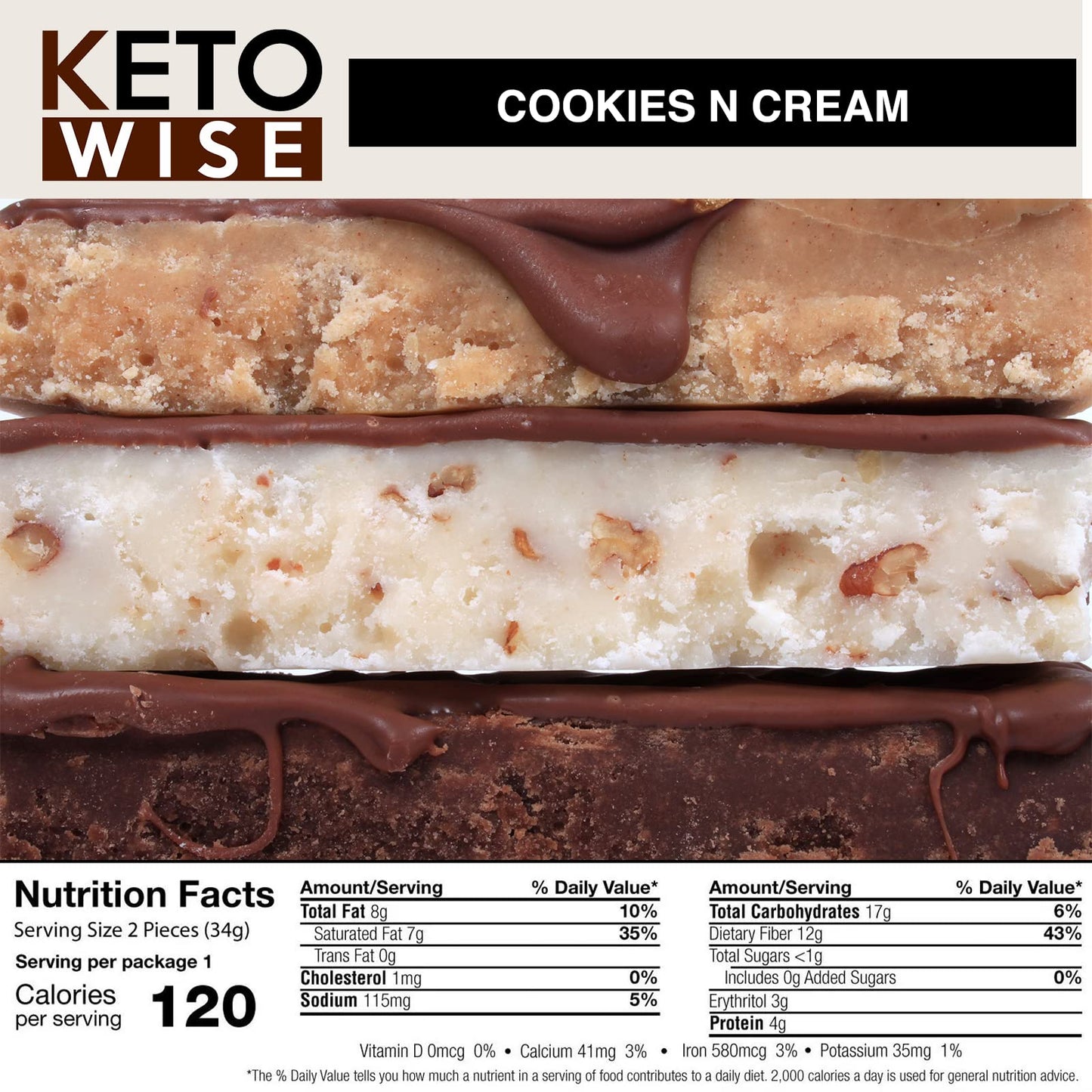 Keto Wise Fat Bombs Cookies N Cream – 16 Count (Pack of 1) | Low-Carb Ketogenic Snack