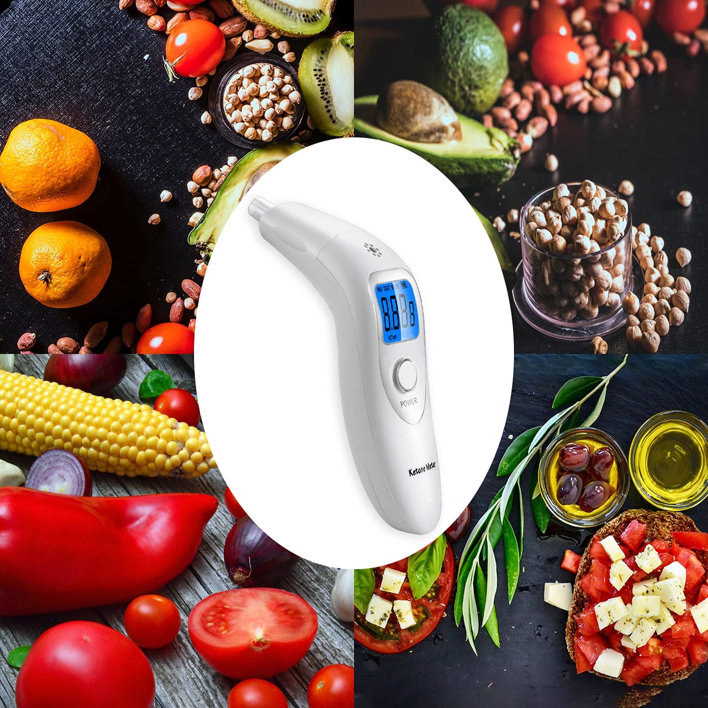 Home Ketosis Meter - Portable Ketone Breath Analyzer with 10 Mouthpieces