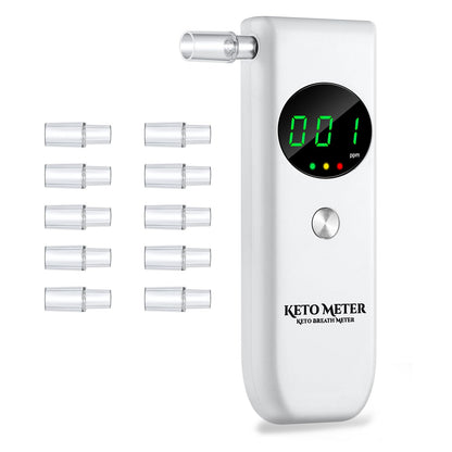 Home Ketone Breath Analyzer – Portable Ketosis Monitor with 10 Mouthpieces