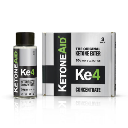 KetoneAid KE4 Ketone Ester Concentrate | 12 Servings per Bottle, 3-Pack | No Sugar, No Caffeine, Made in USA