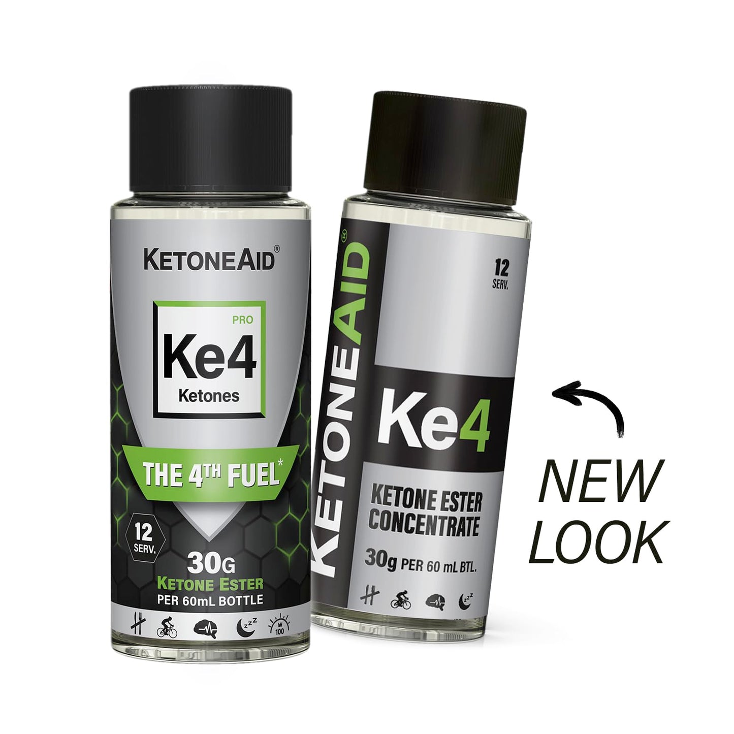 KetoneAid KE4 Ketone Ester Concentrate | 12 Servings per Bottle, 3-Pack | No Sugar, No Caffeine, Made in USA