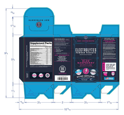 KEY NUTRIENTS Electrolytes Powder Packets 20 Pack - No Sugar, Blue Raspberry