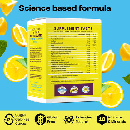 KEY NUTRIENTS Electrolytes Powder Packets 20 Pack - No Sugar Lemonade