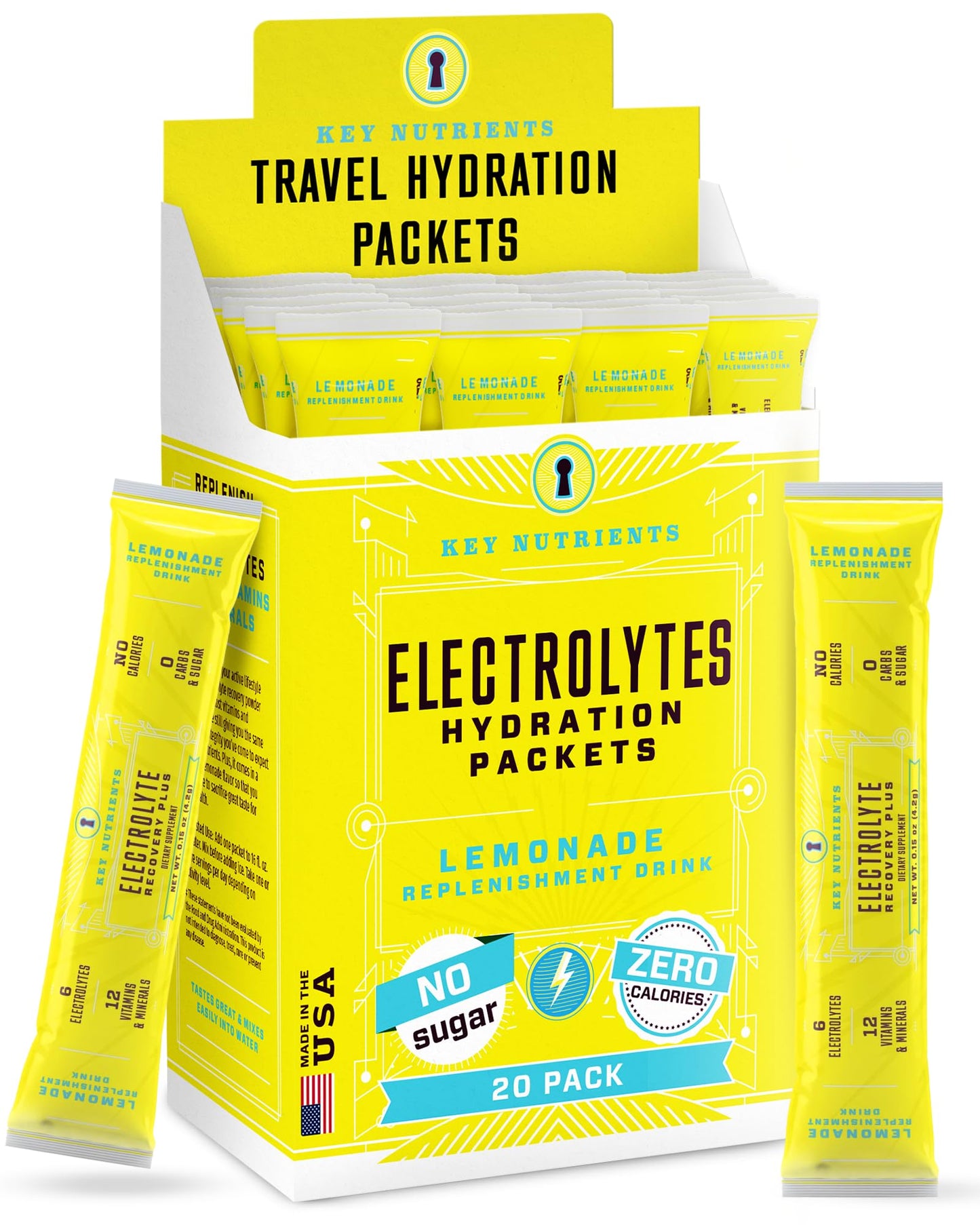 KEY NUTRIENTS Electrolytes Powder Packets 20 Pack - No Sugar Lemonade