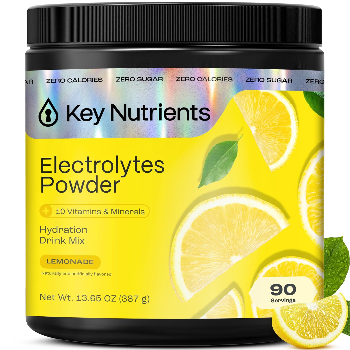KEY NUTRIENTS Multivitamin Electrolytes Powder No Sugar – Lemonade Hydration, 90 Servings, Made in USA