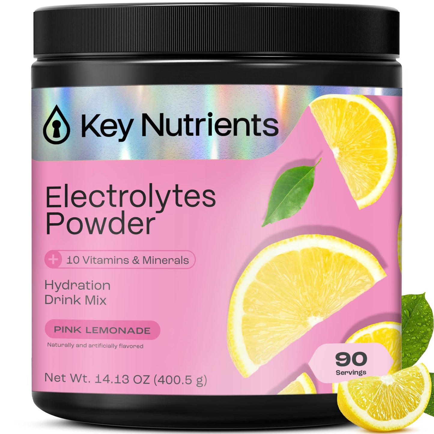 KEY NUTRIENTS Pink Lemonade Electrolyte Powder – No Sugar, 90 Servings, Hydration & Endurance, Made in USA
