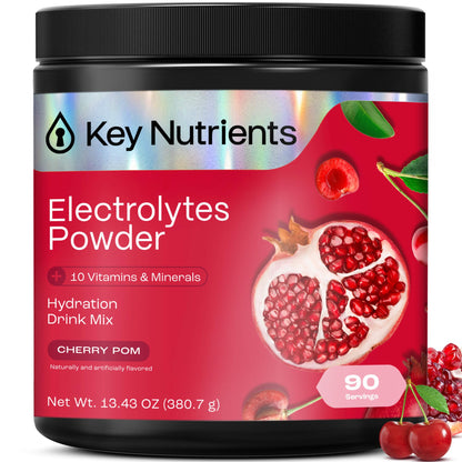 KEY NUTRIENTS Multivitamin Electrolytes Powder No Sugar - Sweet Cherry Pom | 90 Servings | Made in USA