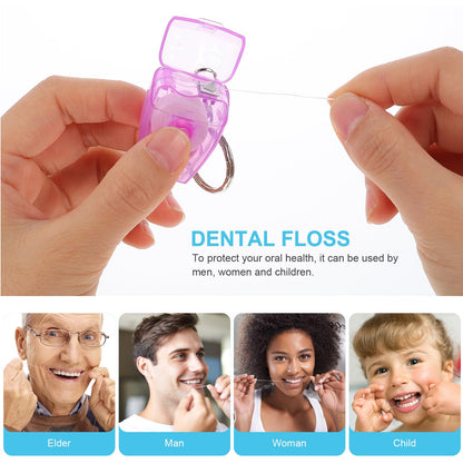 4pcs Keychain Dental Floss with Ultra Thin Wire – Random Color | Freshen Breath & Remove Plaque