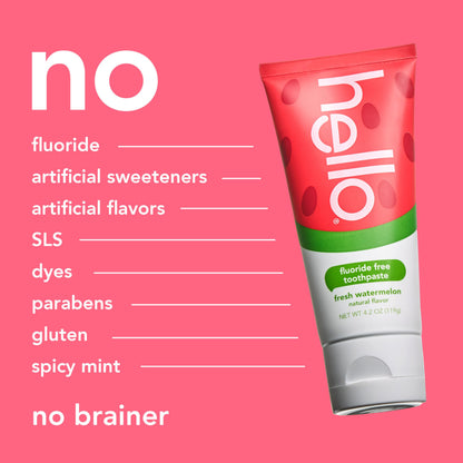 Hello Fresh Watermelon Fluoride Free Kids Toothpaste – 3 Pack, 4.2 oz Tubes
