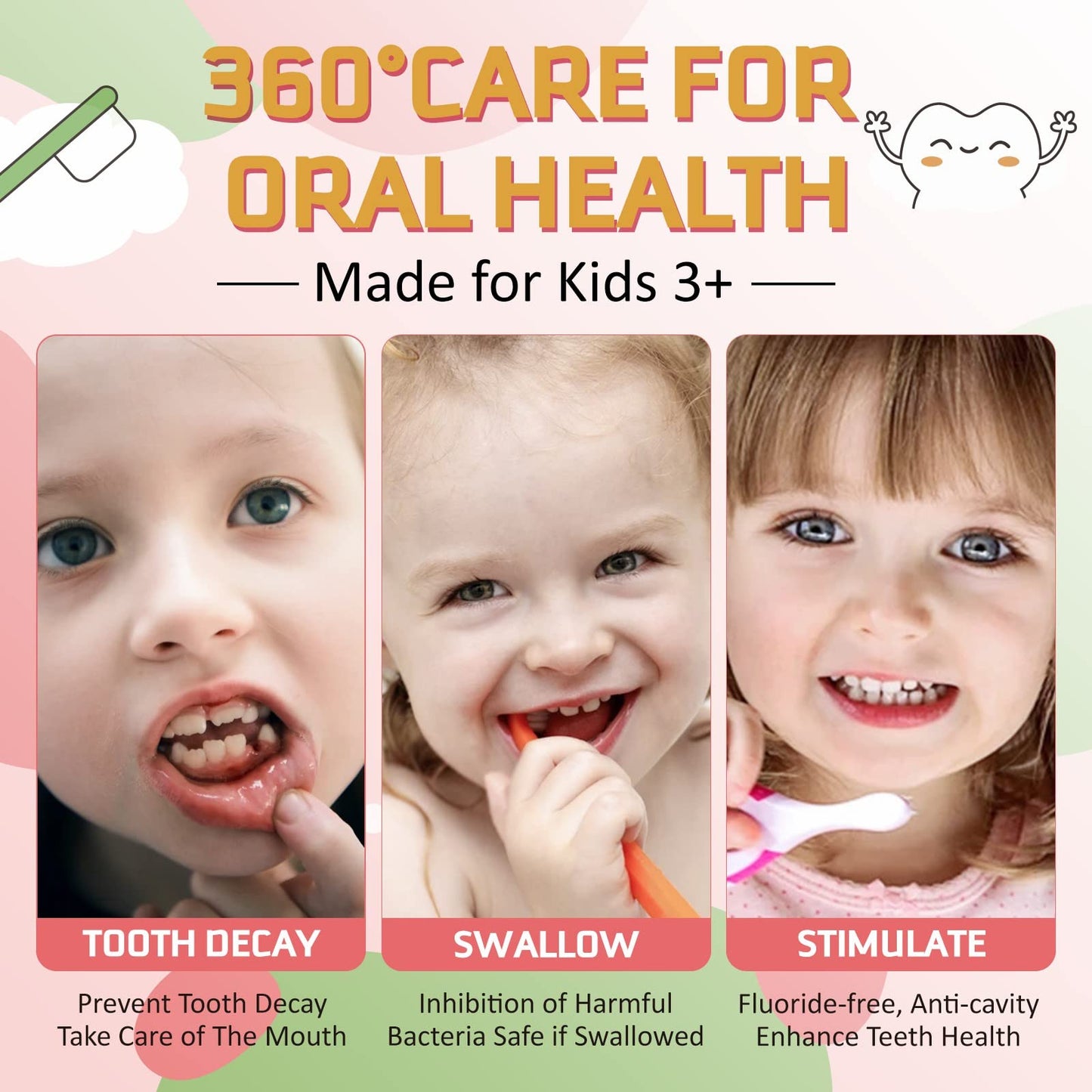 Kids Foam Toothpaste 3+ - Fluoride-Free, Fruity Flavor