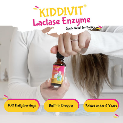 Kiddivit Baby Lactase Drops 1000 Units – Gentle Digestive Support (Infants) | 1oz | Gluten Free