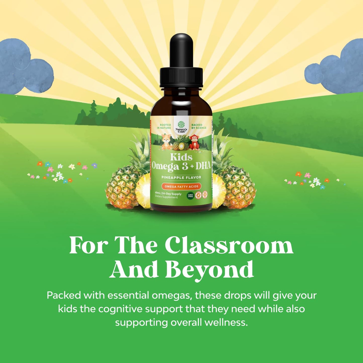 Kids DHA Omega-3 Drops – Brain, Immune & Vision Support | Vegan Fish-Free (2 oz)