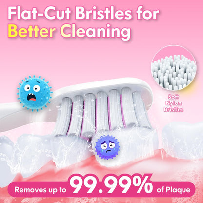 Kids Electric Toothbrush for Girls – Unicorn Pink, 3 Modes, 4 Heads, 31000 VPM