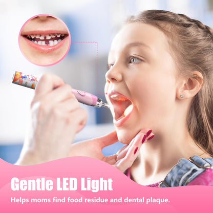 Kids Electric Toothbrush with Timer for Ages 2-12 | Rainbow LED, Pink Unicorn
