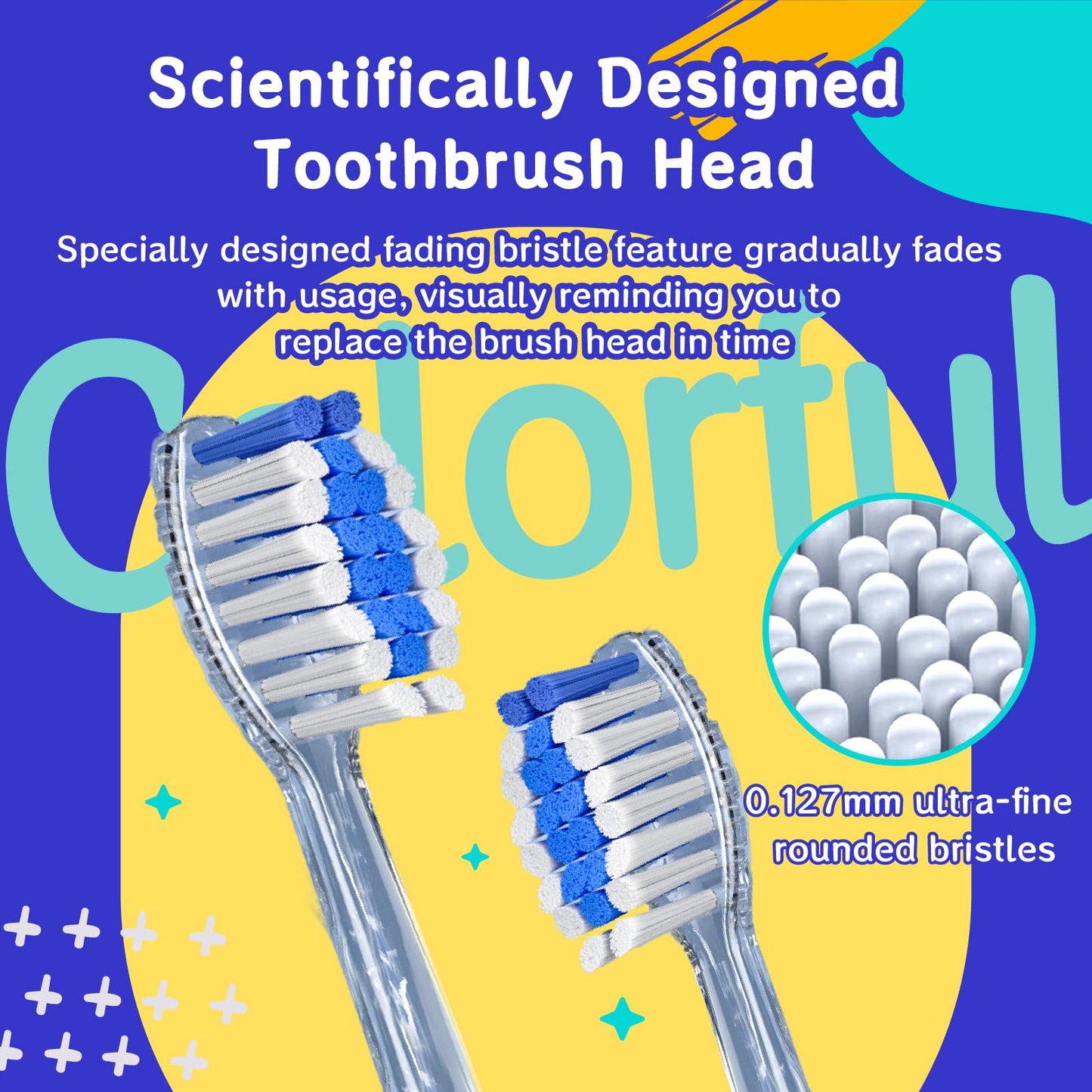 Kids Electric Toothbrush 24,000 VPM – 2-Min Timer, 4 Replacement Heads (Purple)