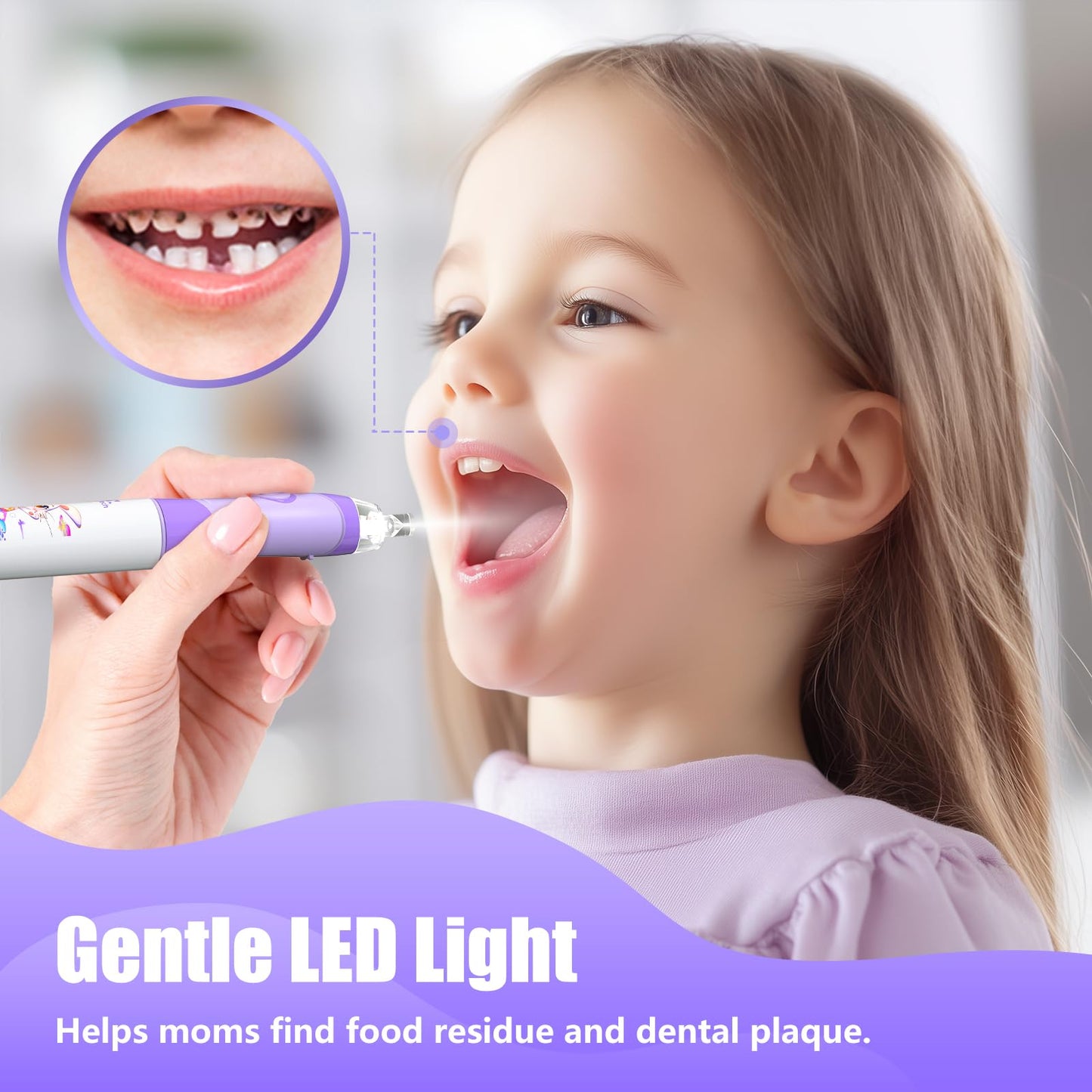 Kids Electric Toothbrush with Timer - Rainbow LED Rabbit Purple (Ages 2-12)
