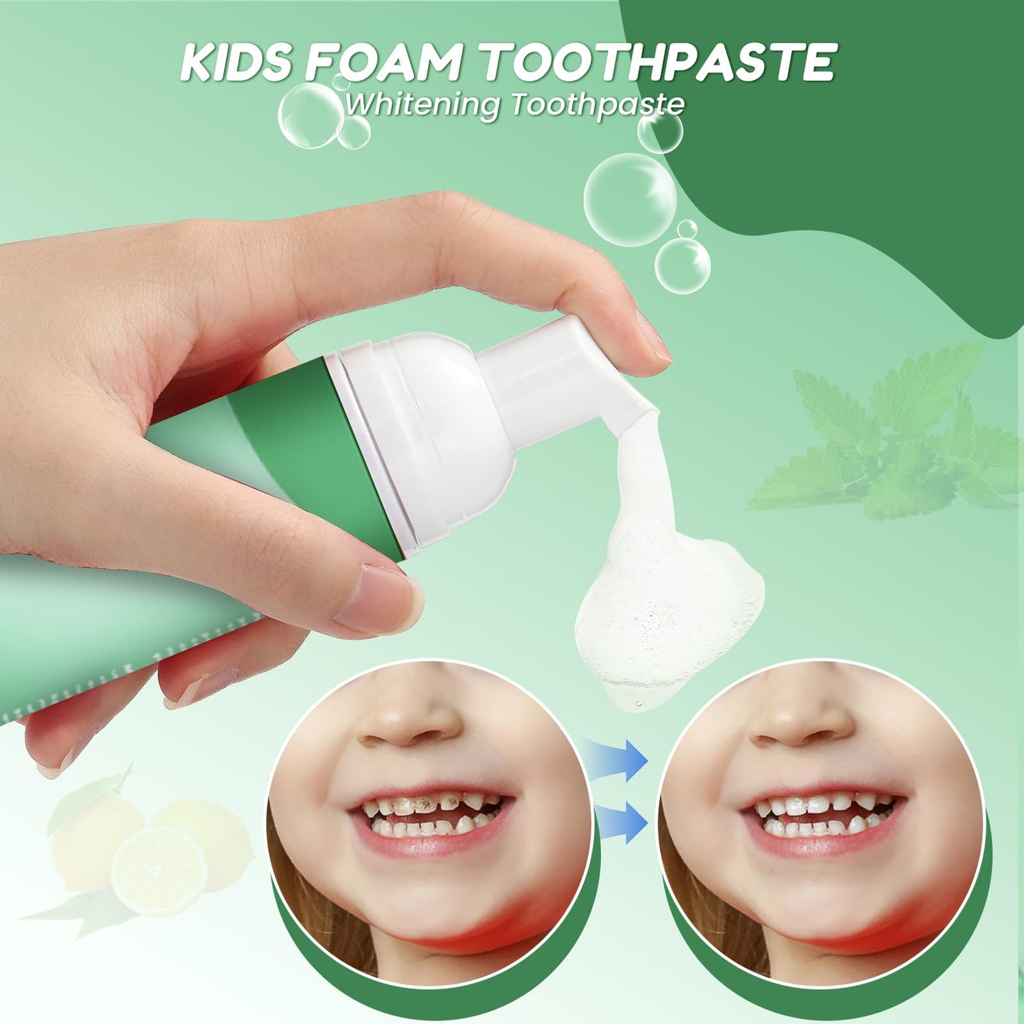 Kids Foam Fluoride Free Toothpaste – Mint Mix for U-Shaped Toothbrush