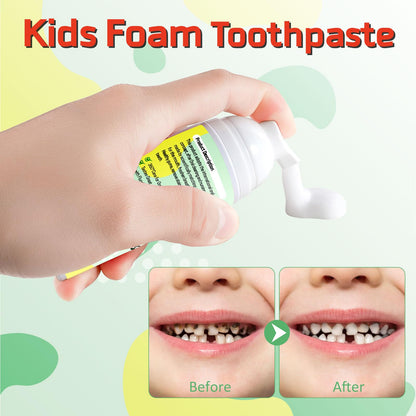 Kids Foam Toothpaste with Fruit Flavor - Low Fluoride Anti-Cavity (60ml x 2) | 360° Care