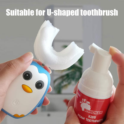 Kids Foam Toothpaste with Strawberry Flavor - Fluoride Free, 60ml for U-Shaped Electric Toothbrush (1 Pack)