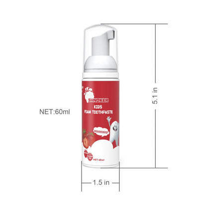 Kids Foam Toothpaste - Strawberry Flavor, Fluoride Free, 60ml (2 Pack) for U-Shaped & Electric Toothbrush