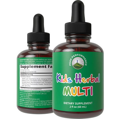 Kids Herbal Multivitamin Drops – Sugar Free, No Bitter Taste, 14-in-1 Vegan